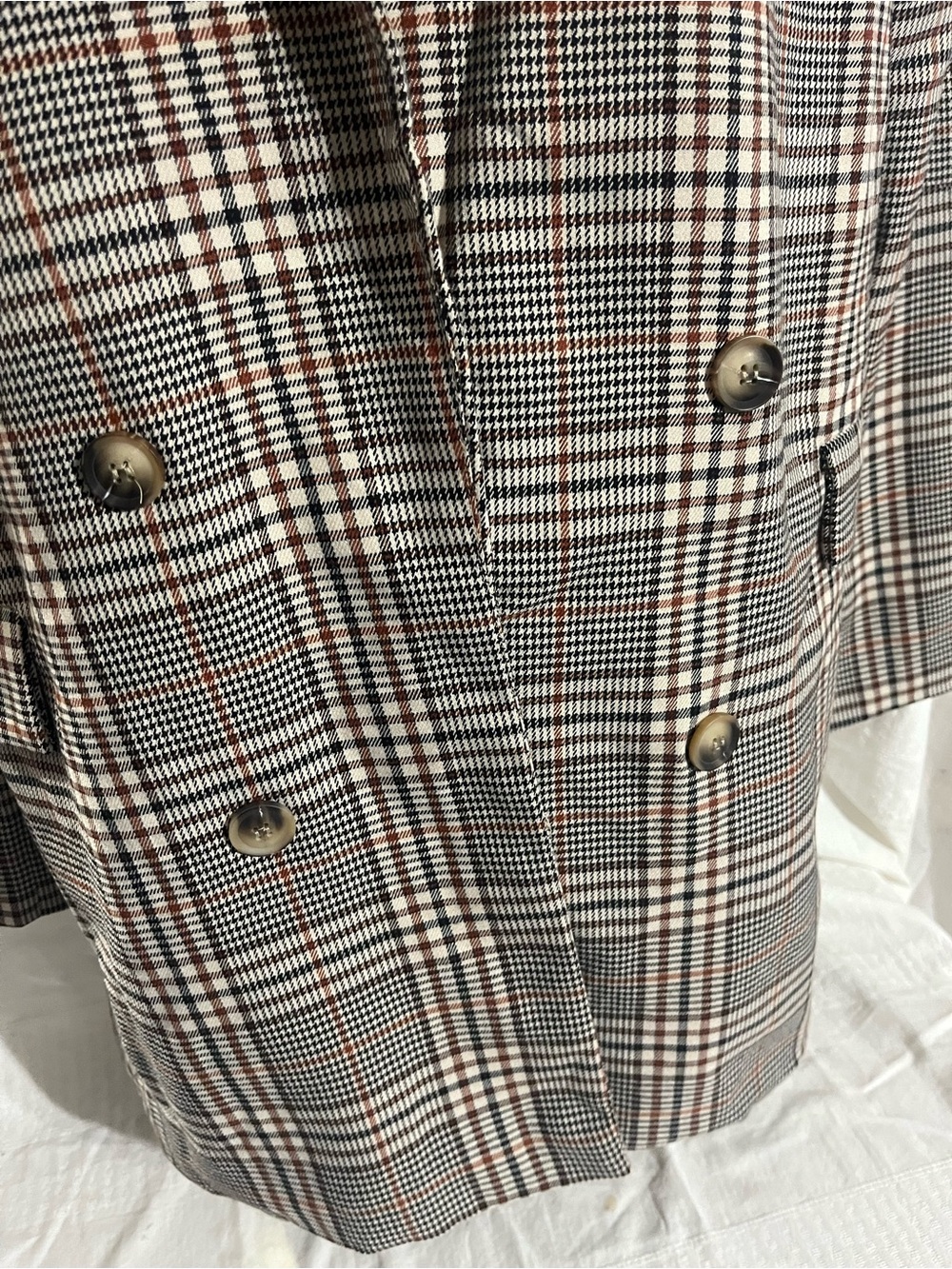 BE COOL Plaid Double-Breasted Blazer - Black, Taupe, Brown - Picture 4 of 8
